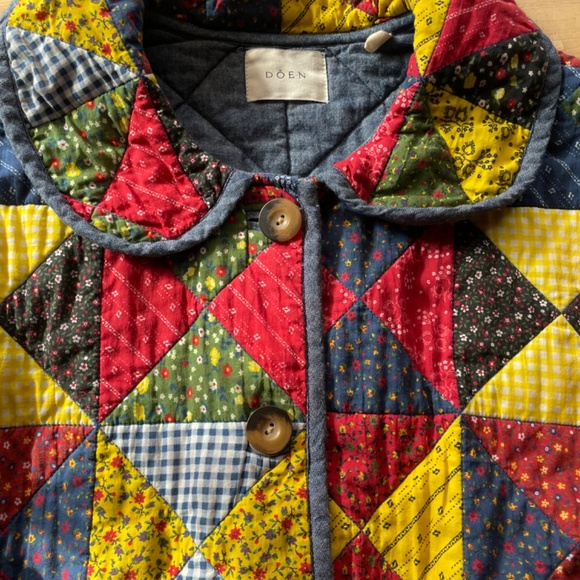 Organic cotton* Doen Starling Quilted Countryside Patchwork Jacket - XS - Picture 8 of 13